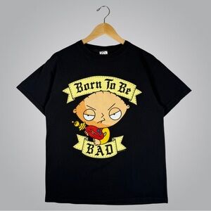 Vintage Family Guy Born To Be Bad Retro Black Short Sleeve Tee Medium